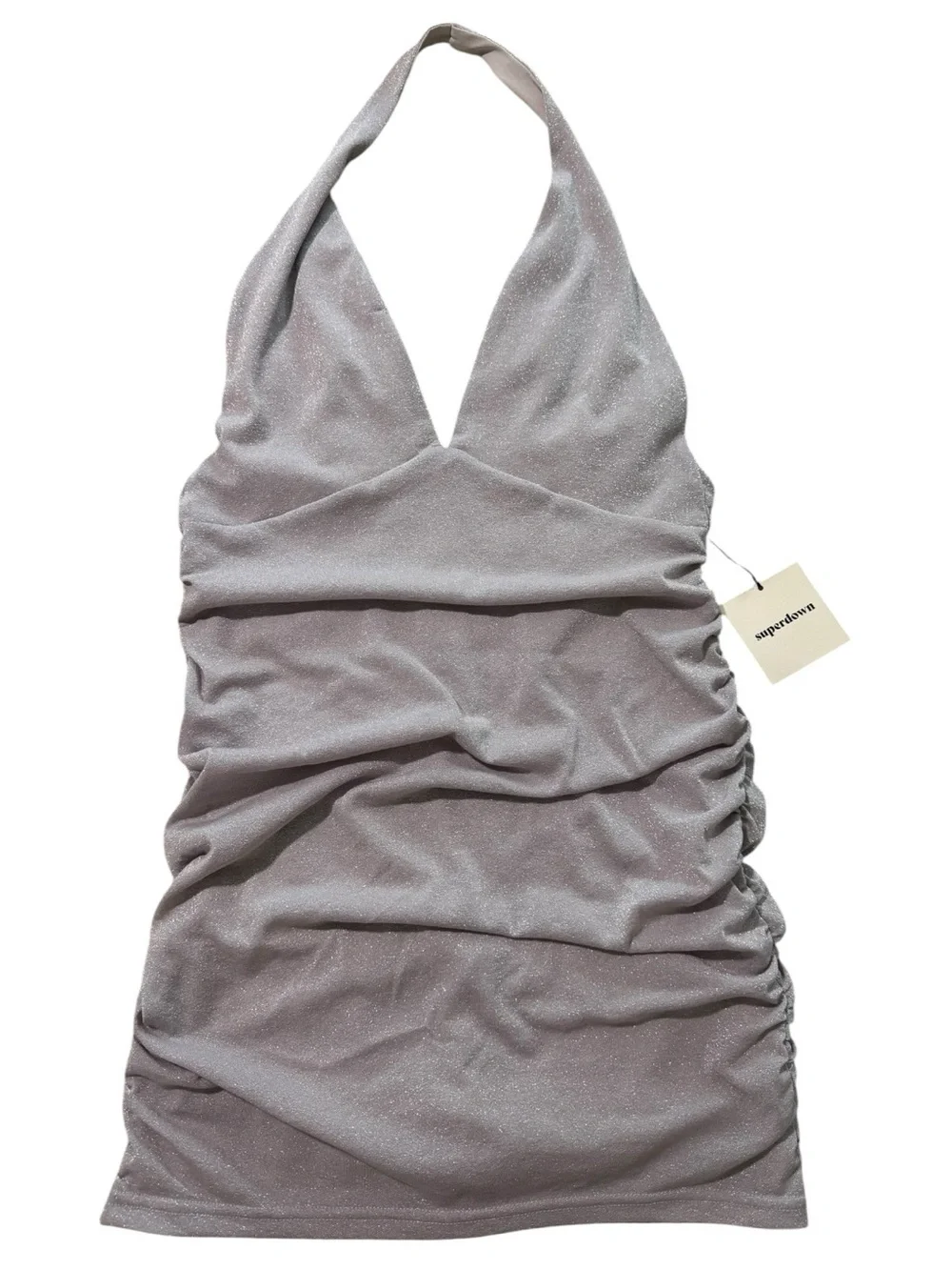 Revolve Superdown Julana Deep V Dress Mauve Metallic Size M NWT‎